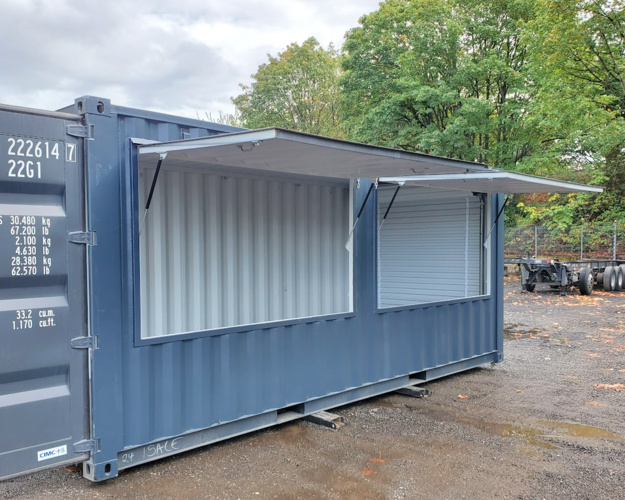 Shipping container serving bar