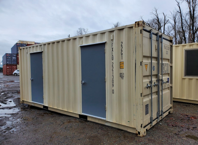 shipping container with dual man doors