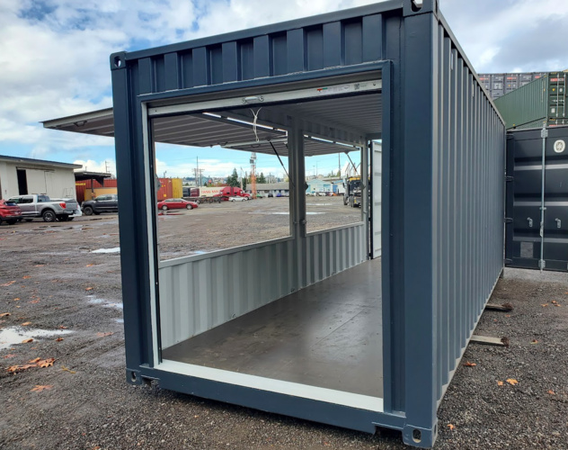 Mobile container bar roll up door