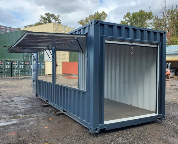 Shipping container serving bar conversion